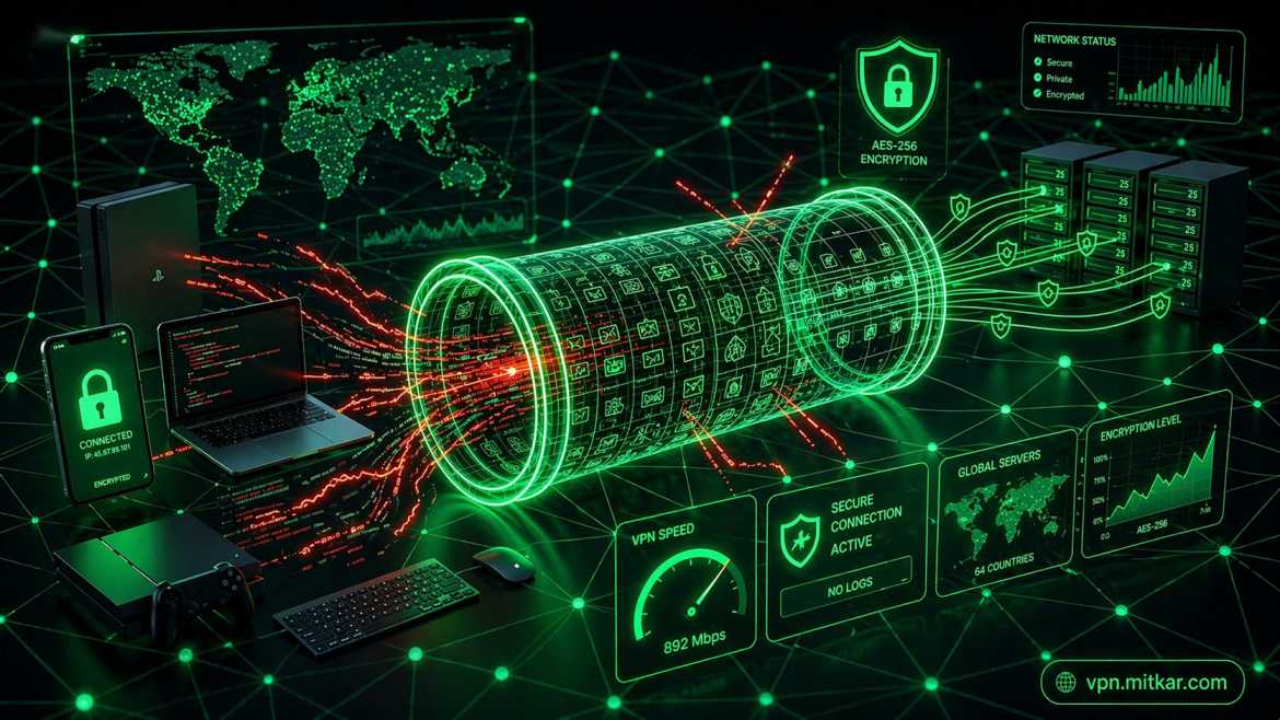 VPN Encryption — AES-256, ChaCha20, TLS 1.3 & PFS