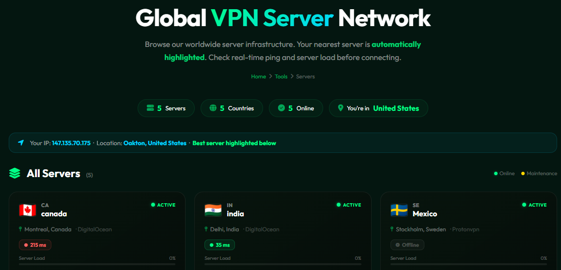 VPN Server List — Free Tool by Neon Tunnel VPN