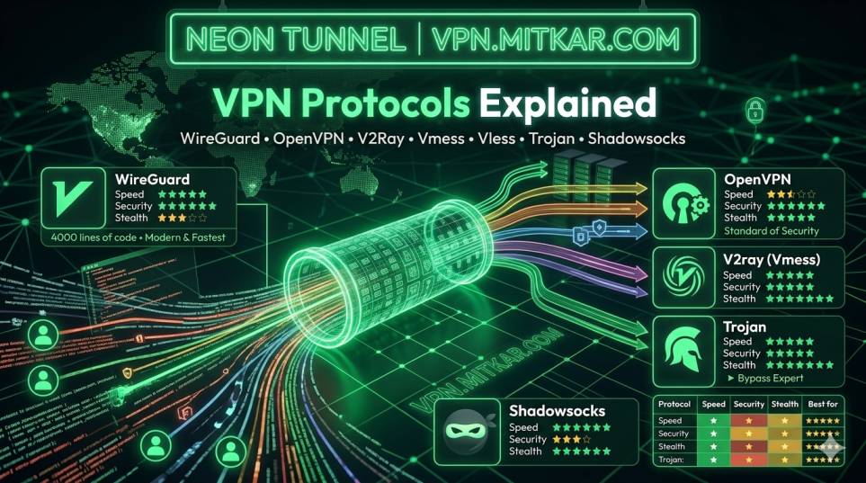VPN Protocols Explained — WireGuard, OpenVPN, V2Ray